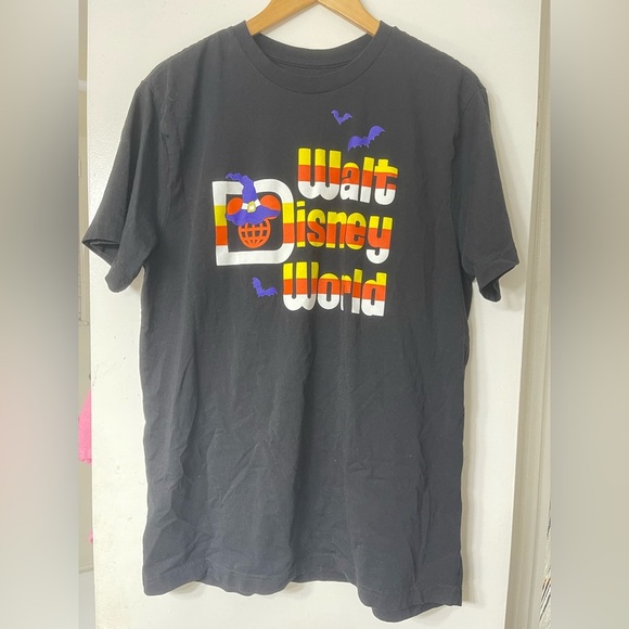 Disney Halloween Candy Corn Print Black Cotton T-Shirt - Picture 3 of 6